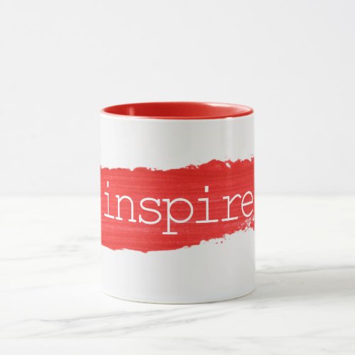 INSPIRE Text On Red Paint Mug