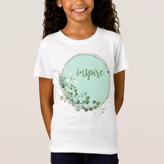 Inspire With Floral Botanical Frame T-Shirt (Front)