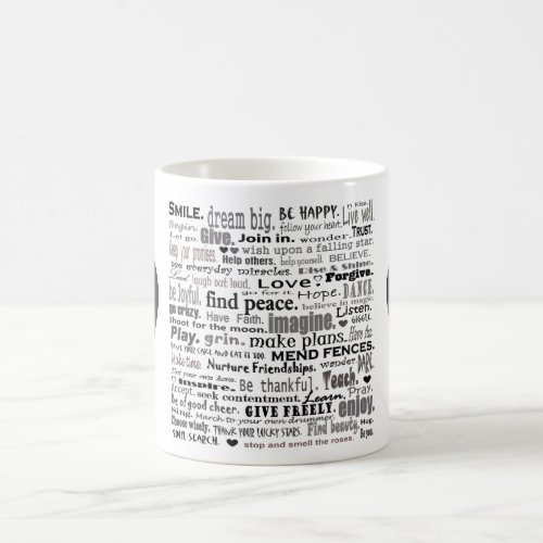 Inspire word art collage coffee mug