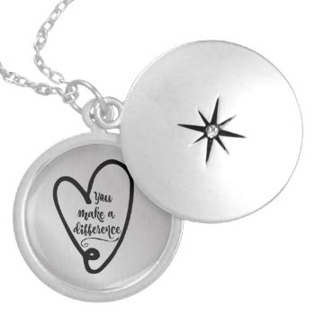 Inspire: You Make A Difference Locket Necklace by QuoteLife at Zazzle