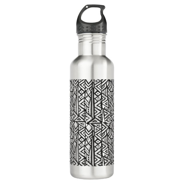 Inspired Artsy Tribal Pattern Water Bottle (Front)