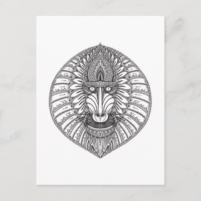 Inspired Baboon Face Postcard (Front)