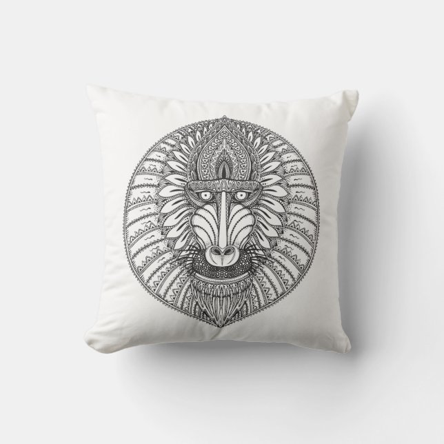 Inspired Baboon Face Throw Pillow (Front)