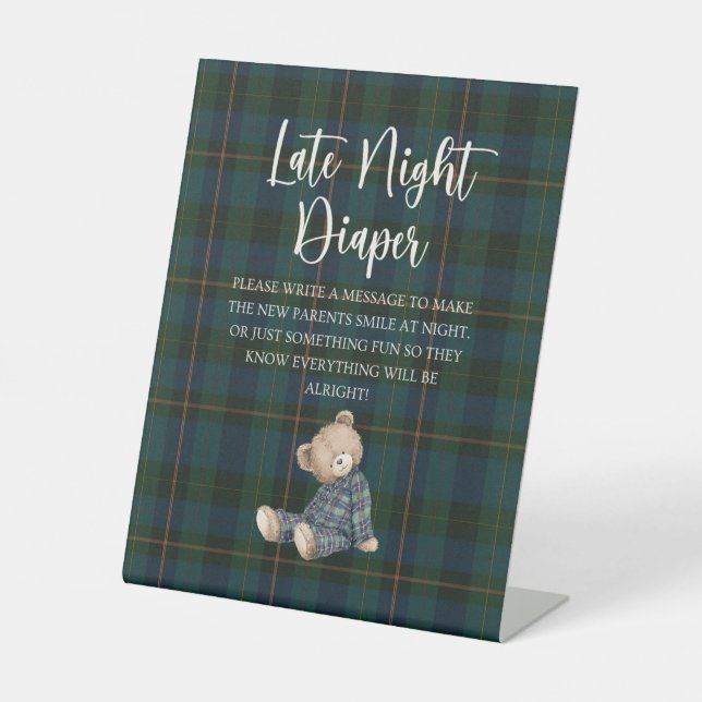 Inspired Baby Shower Diaper Game Pedestal Sign (Front)