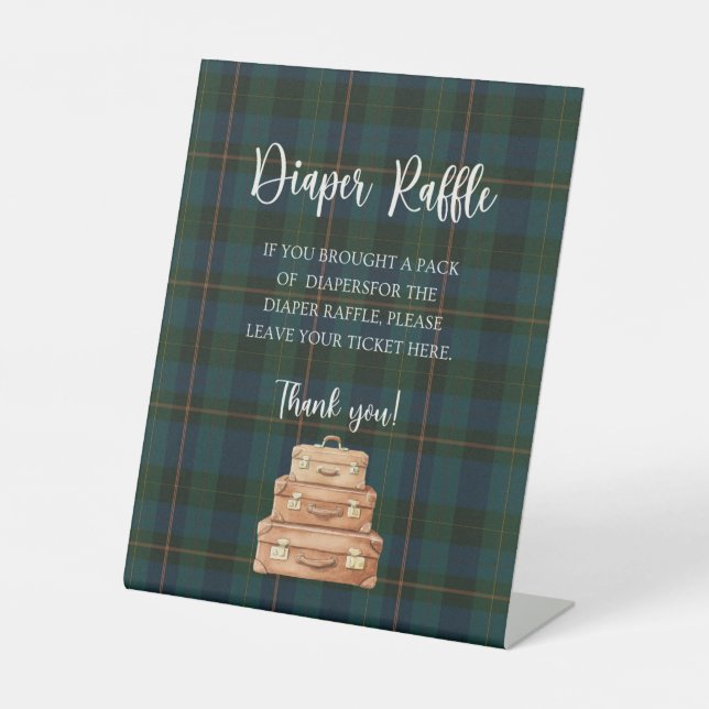 Inspired Baby Shower Diaper Raffle Pedestal Sign (Front)