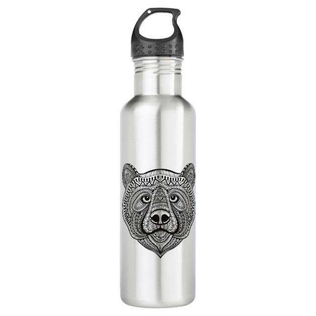 Inspired Bear Face Stainless Steel Water Bottle (Front)