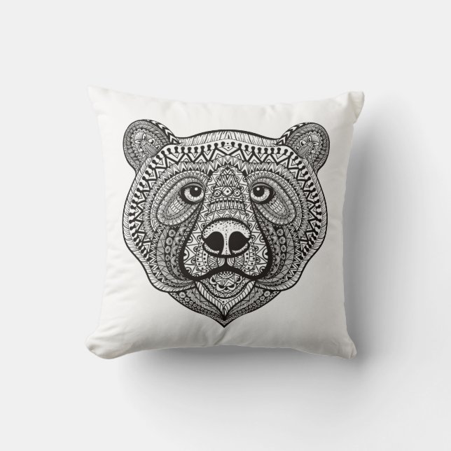 Inspired Bear Face Throw Pillow (Front)