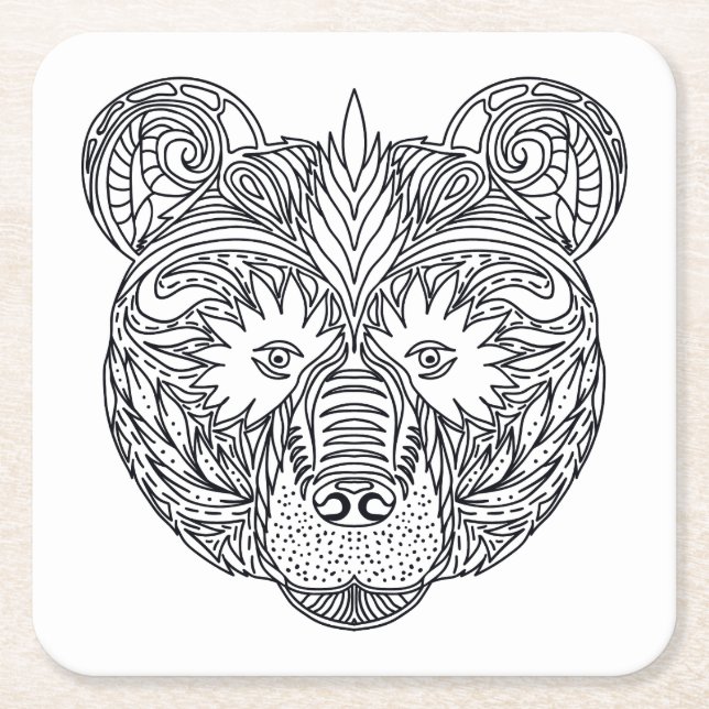Inspired Bear Square Paper Coaster (Front)