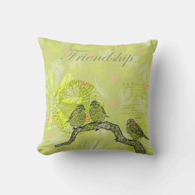 Inspired Birds Throw Pillow (Front)