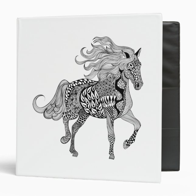 Inspired Black Horse 3 Ring Binder (Front/Inside)