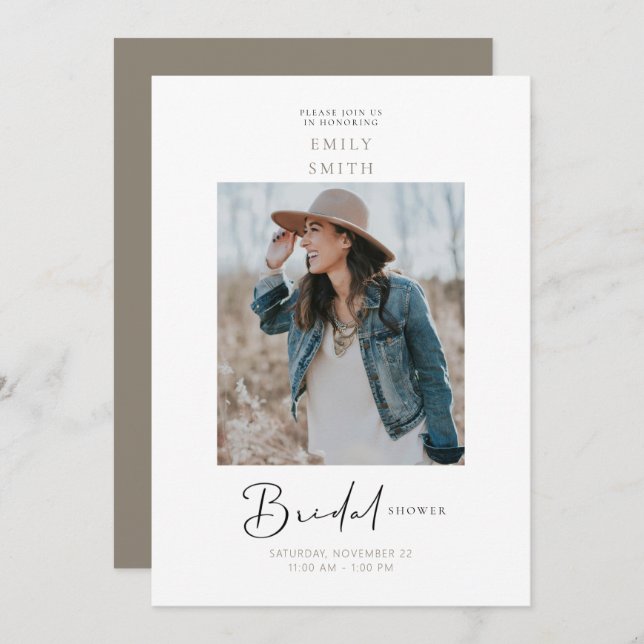 Inspired Bride Photo Bridal Shower Invitation (Front/Back)