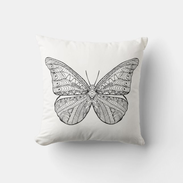 Inspired Butterfly Throw Pillow (Front)