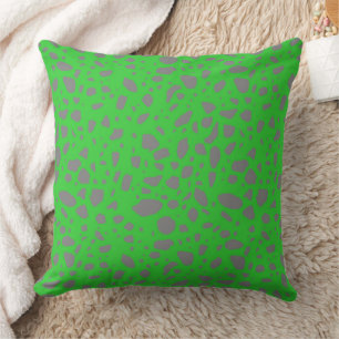 Inspired by Abstract Nature - Grey and Lime Green Throw Pillow