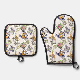 Inspired By Alice In Wonderland Oven Mitt & Pot Holder Set