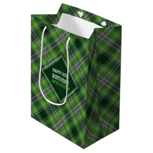 Inspired by Nature Green & Purple Tartan Plaid Medium Gift Bag