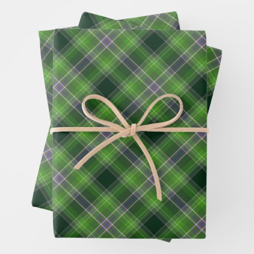 Inspired by Nature Green & Purple Tartan Plaid Wrapping Paper Sheets