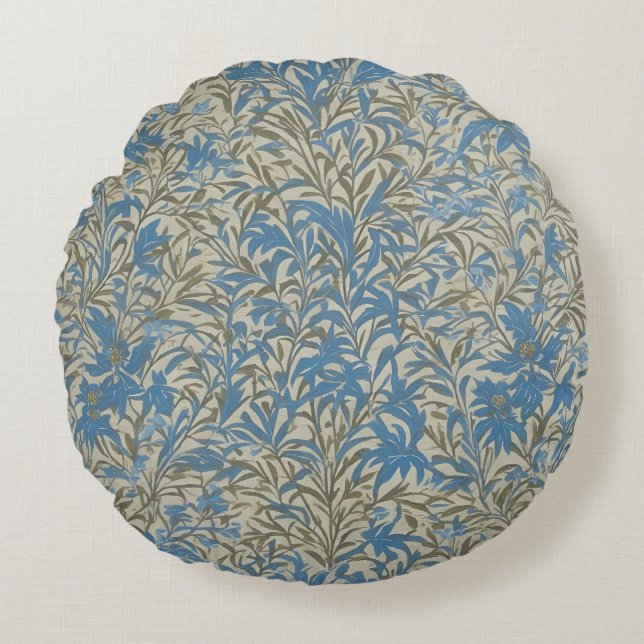 Inspired By William Morris Blue Willow Bough  Round Pillow (Front)