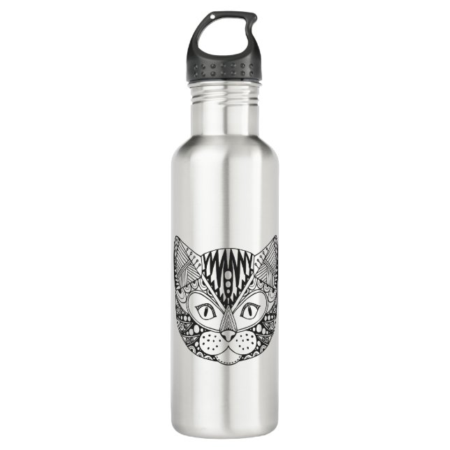 Inspired Cat Stainless Steel Water Bottle (Front)