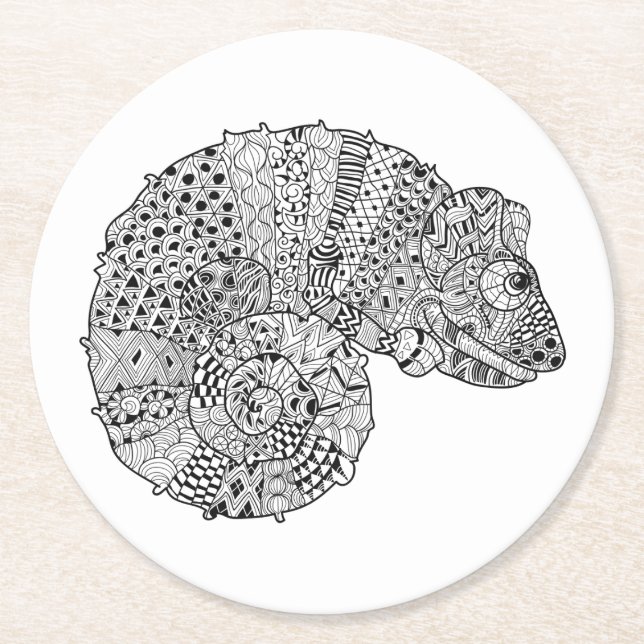 Inspired Chameleon 2 Round Paper Coaster (Front)