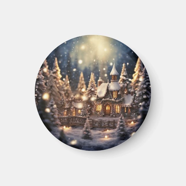  Inspired Christmas Themed Fairy-Tale Castle  Magnet (Front)