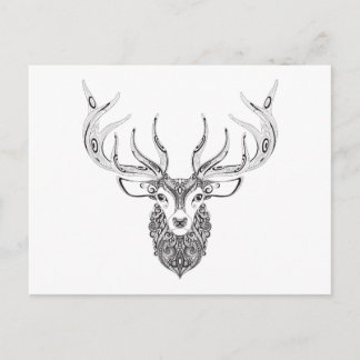 Inspired Deer Horned Head Postcard