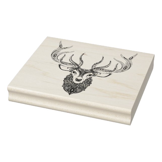 Inspired Deer Horned Head Rubber Stamp (Stamp)