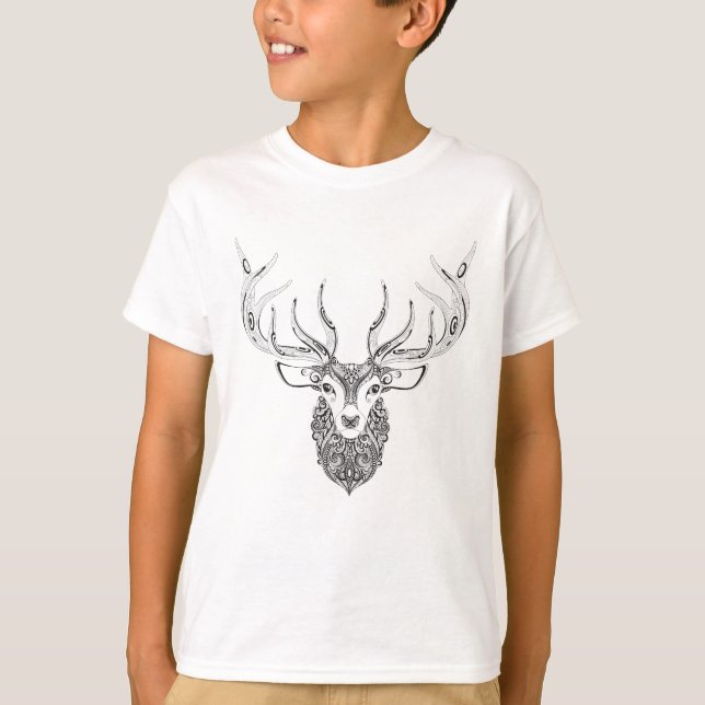 Inspired Deer Horned Head T-Shirt (Front)