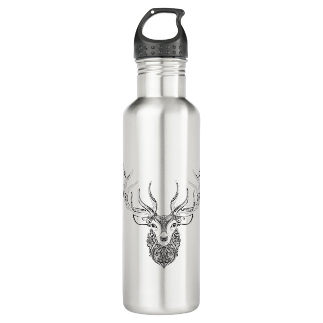 Inspired Deer Horned Head Water Bottle (Front)