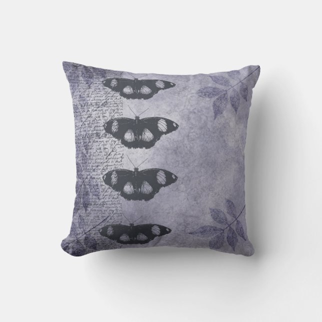 Inspired Elegant Butterflies Purple Throw Pillow (Front)