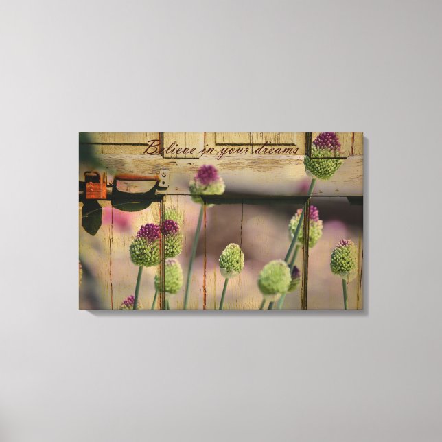 Inspired Floral Wooden Door Canvas Print (Front)