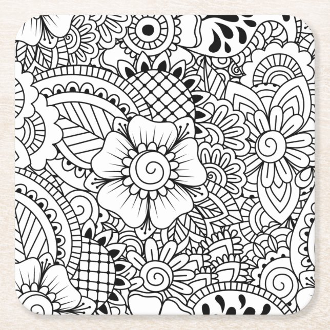 Inspired Flowers Square Paper Coaster (Front)