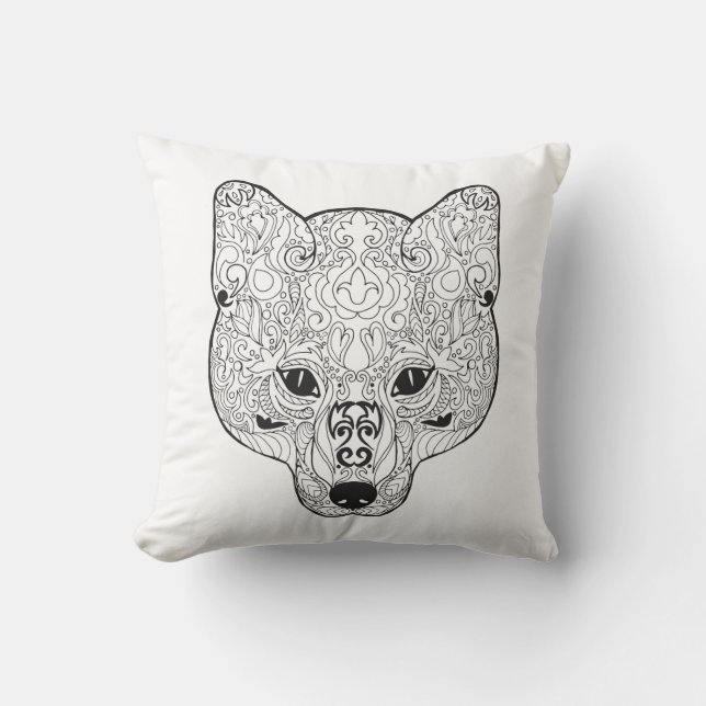 Inspired Fox Head Throw Pillow (Front)