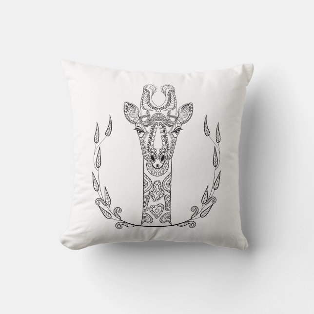 Inspired Giraffe Throw Pillow (Front)
