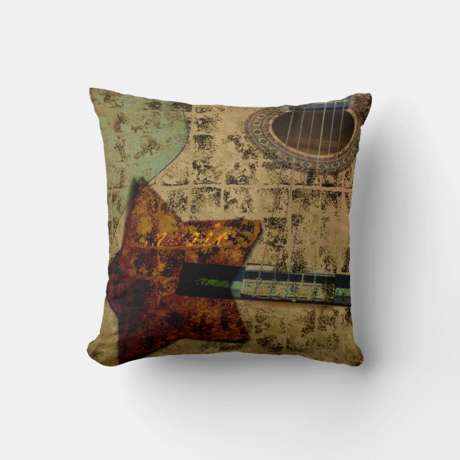 Inspired Guitar Stars Throw Pillow (Front)