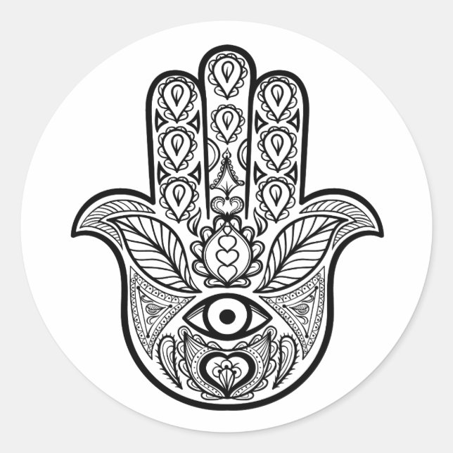 Inspired Hamsa Hand Classic Round Sticker (Front)