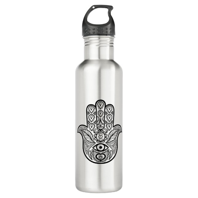 Inspired Hamsa Hand Stainless Steel Water Bottle (Front)