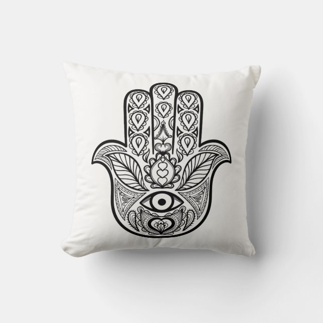 Inspired Hamsa Hand Throw Pillow (Front)