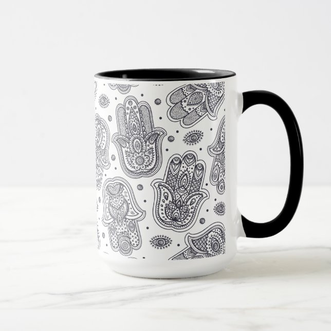 Inspired Hand Drawn Hamsa Mug (Right)