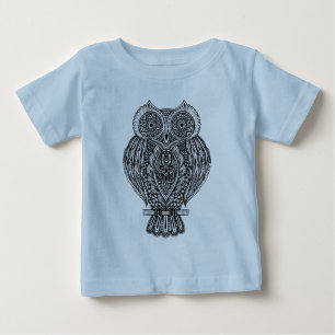Inspired Hand Drawn Ornate Owl Baby T-Shirt