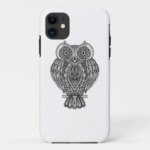 Inspired Hand Drawn Ornate Owl iPhone 11 Case