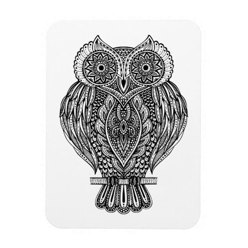 Inspired Hand Drawn Ornate Owl Magnet