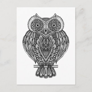 Inspired Hand Drawn Ornate Owl Postcard