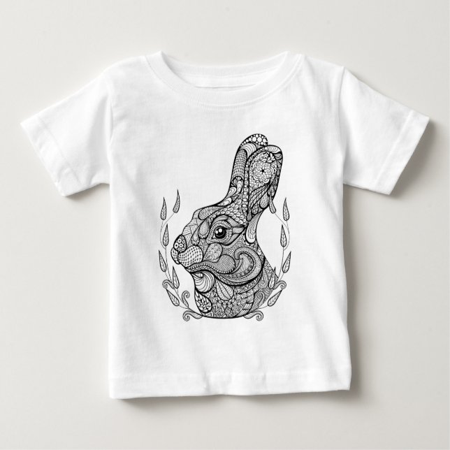 Inspired Head Of Rabbit In Wreath Baby T-Shirt (Front)