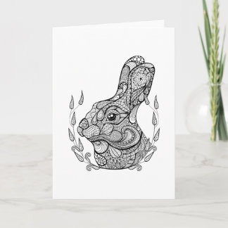Inspired Head Of Rabbit In Wreath Holiday Card