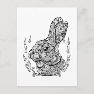 Inspired Head Of Rabbit In Wreath Postcard
