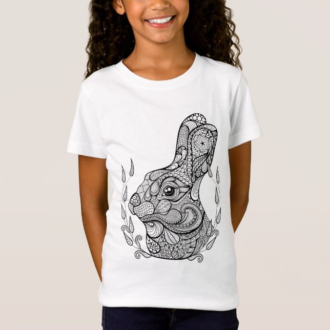 Inspired Head Of Rabbit In Wreath T-Shirt (Front)