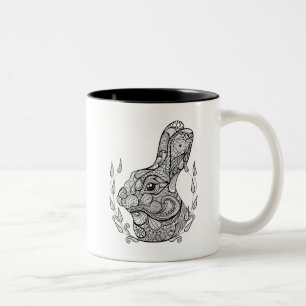 Inspired Head Of Rabbit In Wreath Two-Tone Coffee Mug