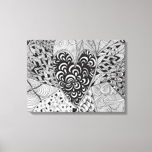 Inspired Heart Doodle 6 Canvas Print