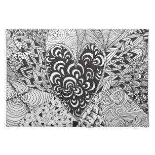 Inspired Heart Doodle Cloth Placemat