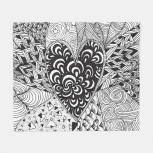 Inspired Heart Doodle Fleece Blanket